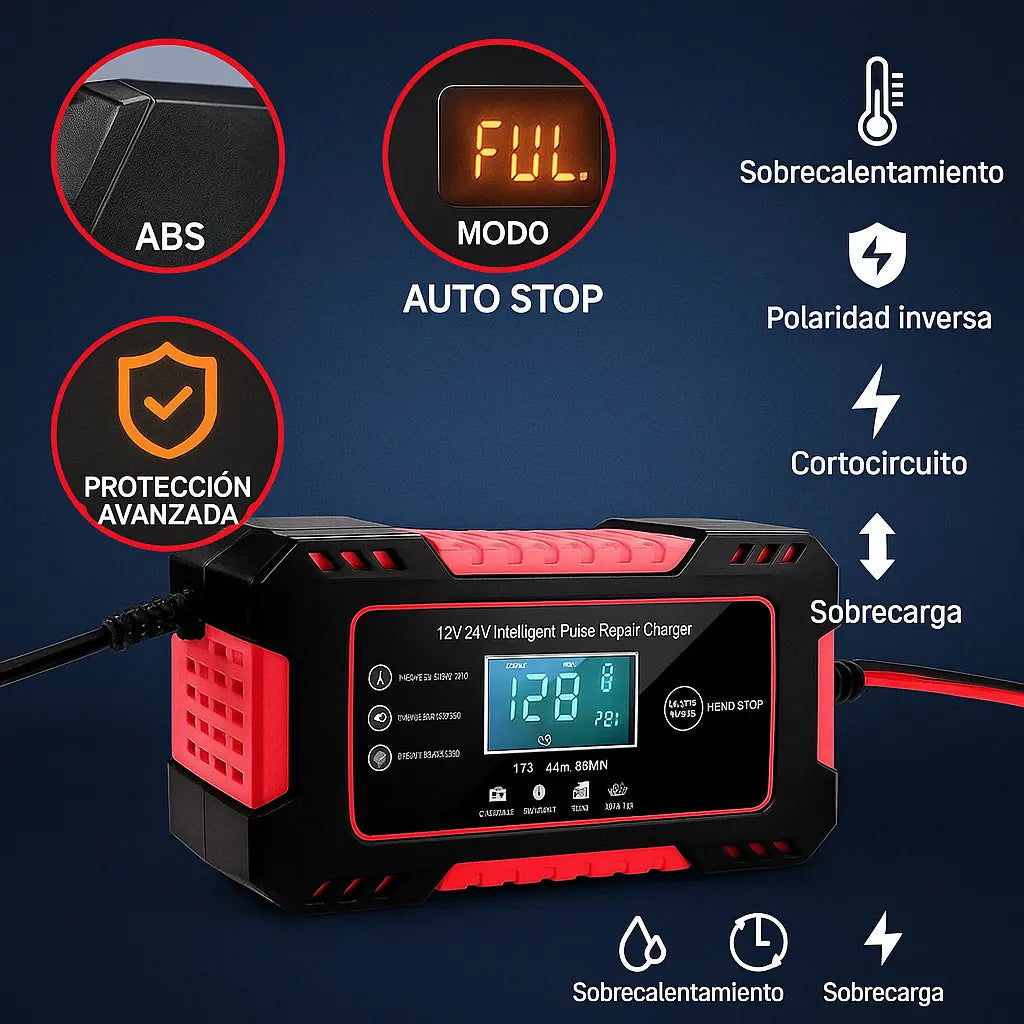 Cargador Inteligente 12V - Revive baterías descargadas - Vuelve a usar tu auto hoy sin gastar en batería nueva